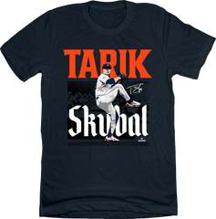 T-shirt featuring Tarik Skubal’s name and a bold design celebrating his pitching prowess.