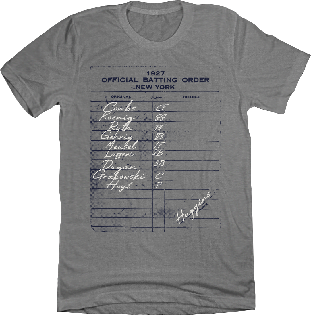 1927 New York Murderer's Row Batting Lineup Tee In The Clutch