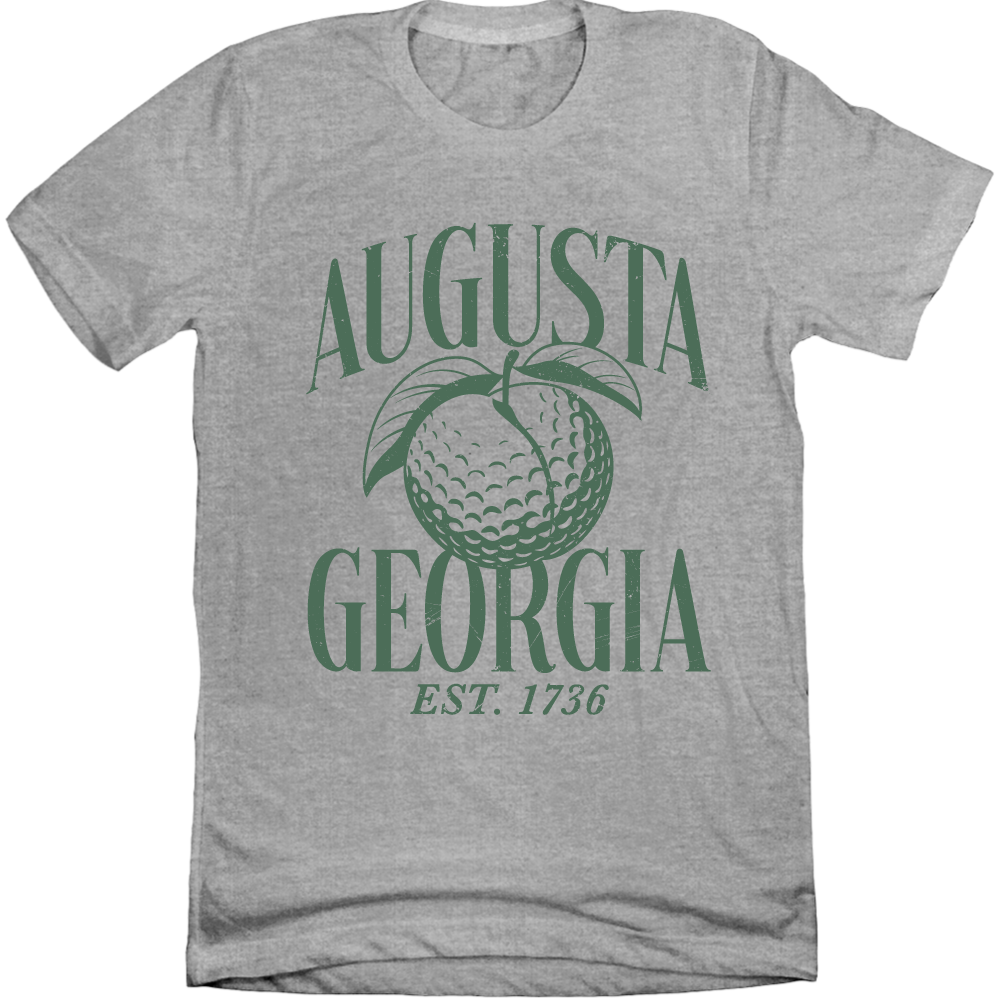 Augusta Georgia Golf Peaches Est. 1736 Grey Tee