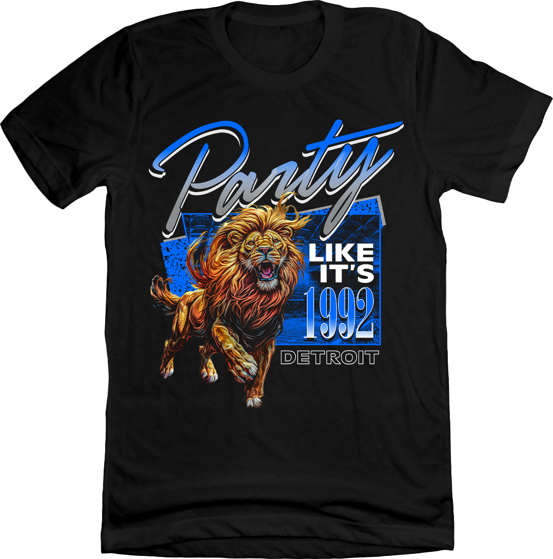 Party Like It's 1992 Detroit Football black T-shirt In The Clutch