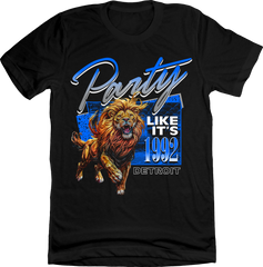 Party Like It's 1992 Detroit Football black T-shirt In The Clutch