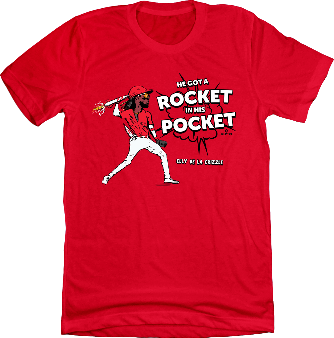 "He's Got A Rocket In His Pocket" Red Tee