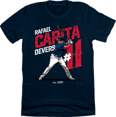 Rafael Devers Carita Name and Number Navy tee In the Clutch