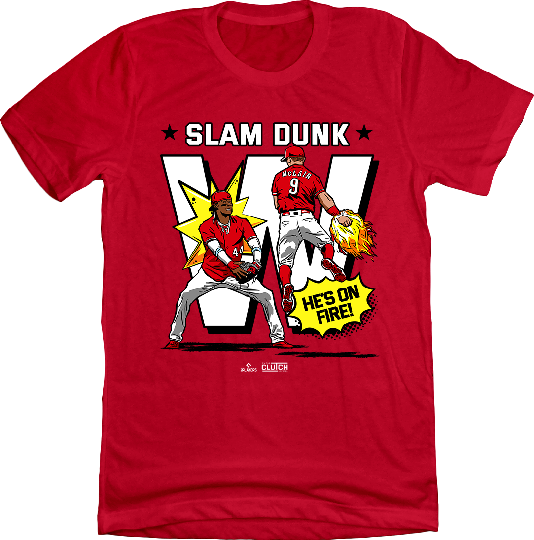 De La Cruz and McLain Slam Dunk MLBPA red tee In The Clutch