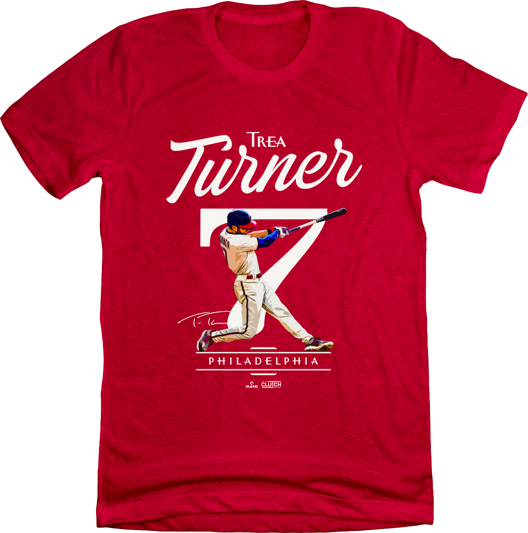 Trea Turner Swinging MLBPA Tee Red T-shirt In The Clutch