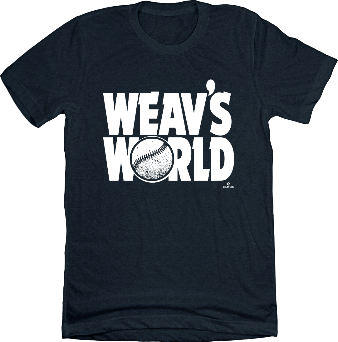 Graphic tee featuring Luke Weaver in a ‘Weav’s World’ design inspired by classic '90s pop culture