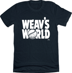 Graphic tee featuring Luke Weaver in a ‘Weav’s World’ design inspired by classic '90s pop culture