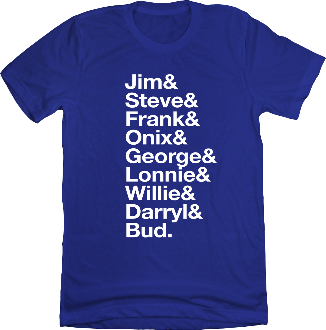 Baseball Lineup 1985 Kansas City & blue T-shirt In The Clutch