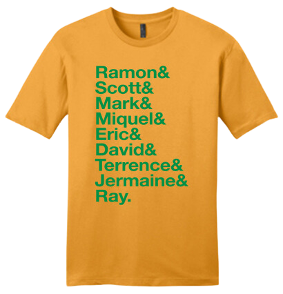 Baseball Lineup 2002 Oakland & gold T-shirt In The Clutch