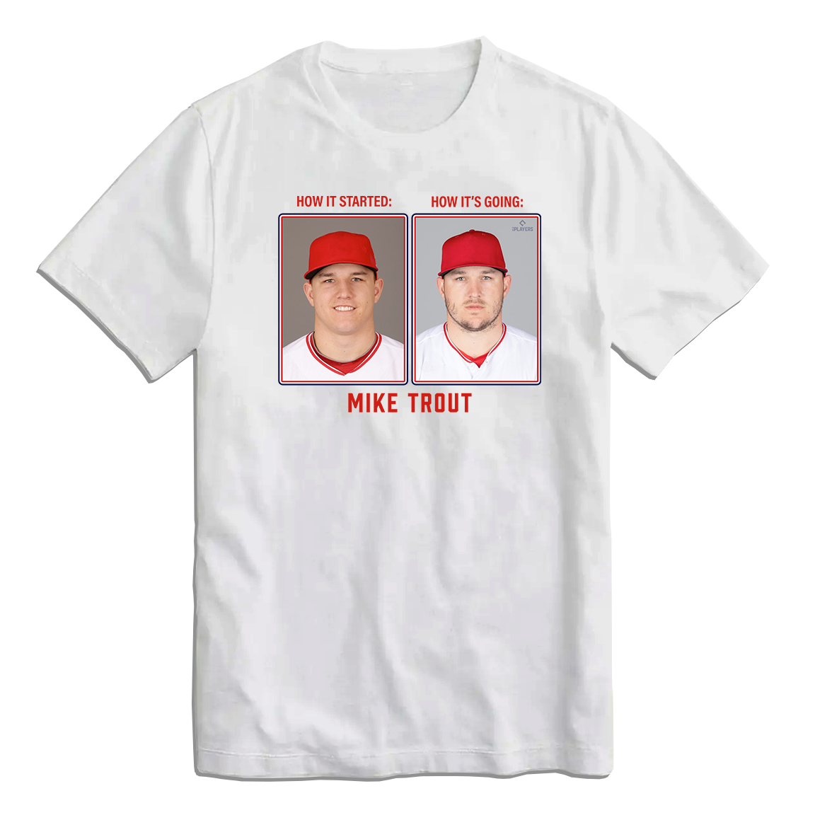 Mike Trout Then Now MLBPA T Baseball Apparel In The Clutch