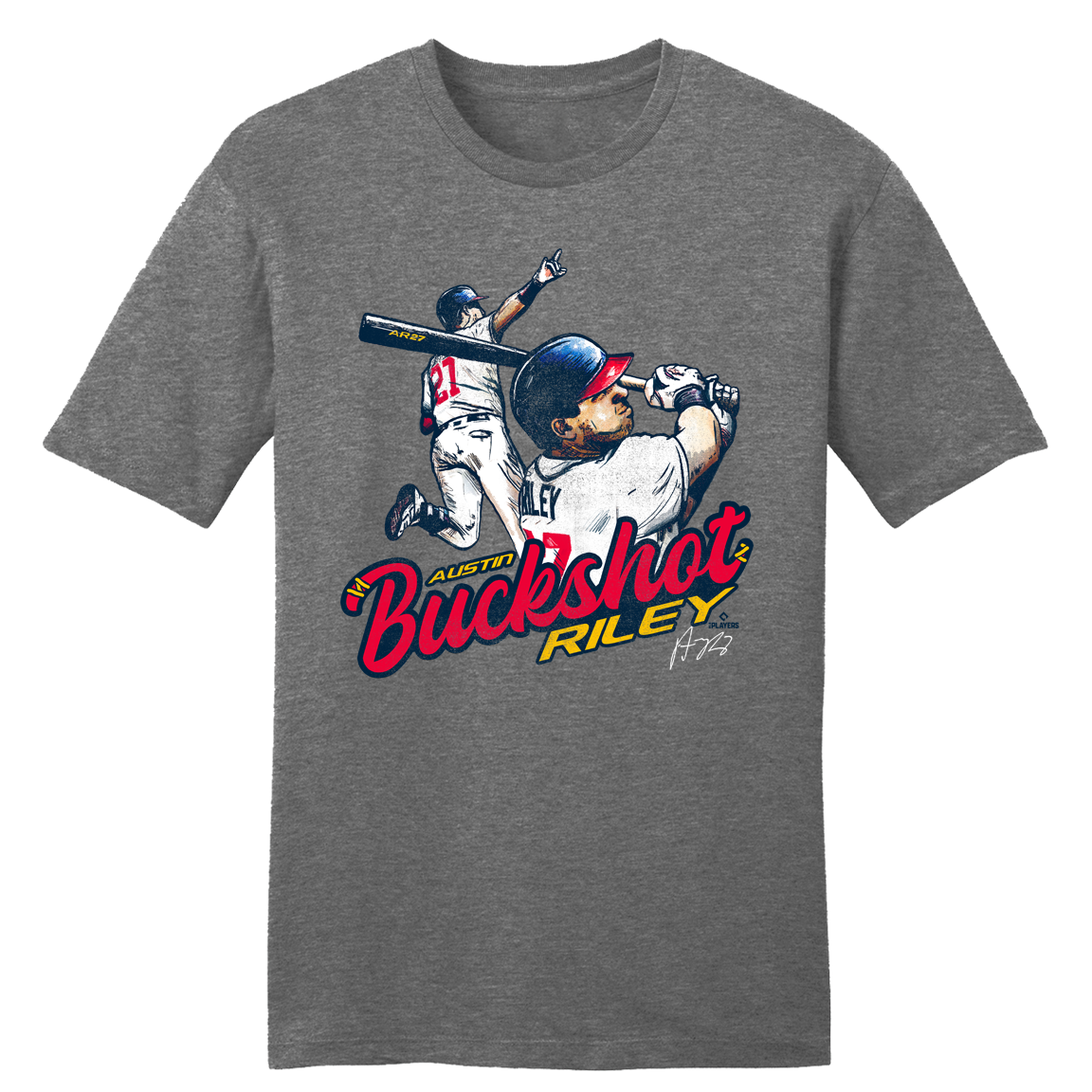 Official Austin Riley MLBPA Tee Heather Charcoal