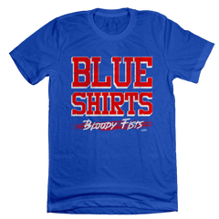 Blue Shirts Bloody Fists New York Hockey blue tee