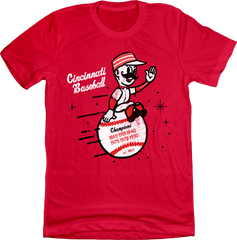 Cincinnati Baseball - Vintage Mascot Champions Red T-shirt In The Clutch
