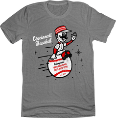 Cincinnati Baseball - Vintage Mascot Champions Grey T-shirt In The Clutch