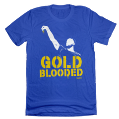 Gold Blooded tee blue