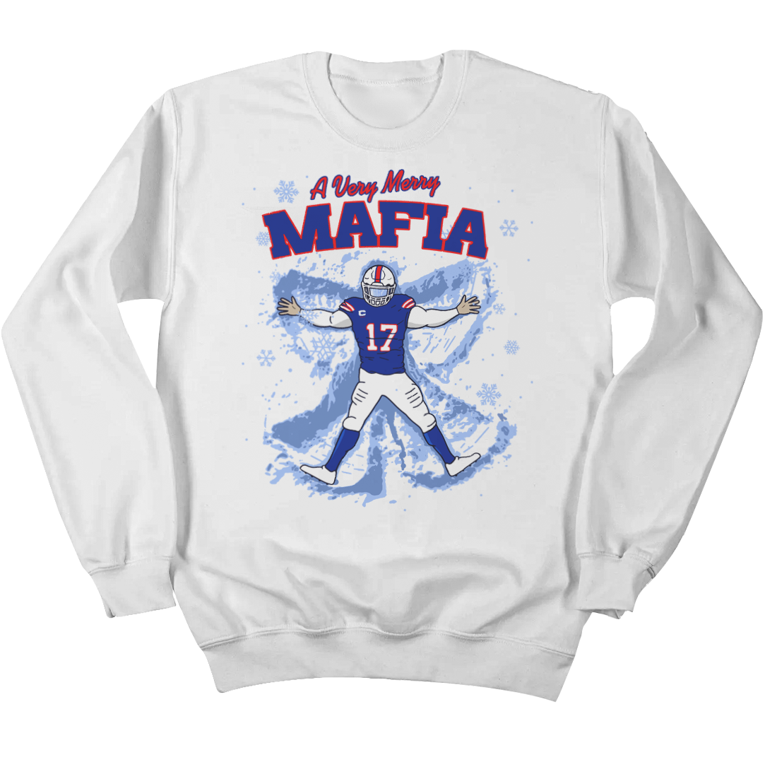 A Very Merry Mafia | Buffalo Football in the Snow In The Clutch Crewneck White