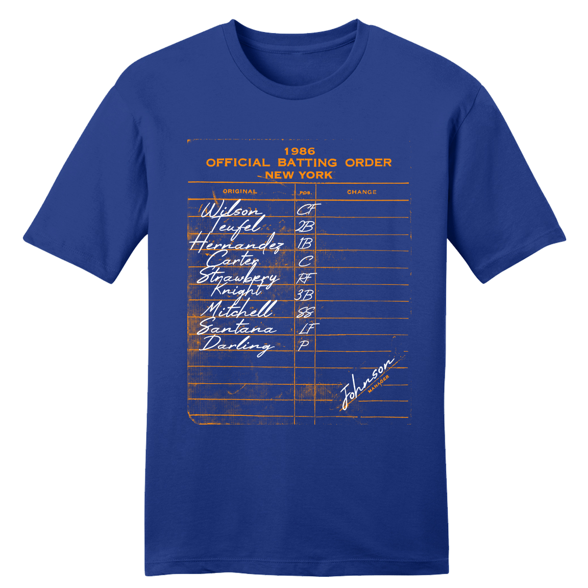 1986 New York NL Batting Lineup Tee