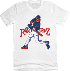 Jose Ramirez cartoon swing white T-shirt