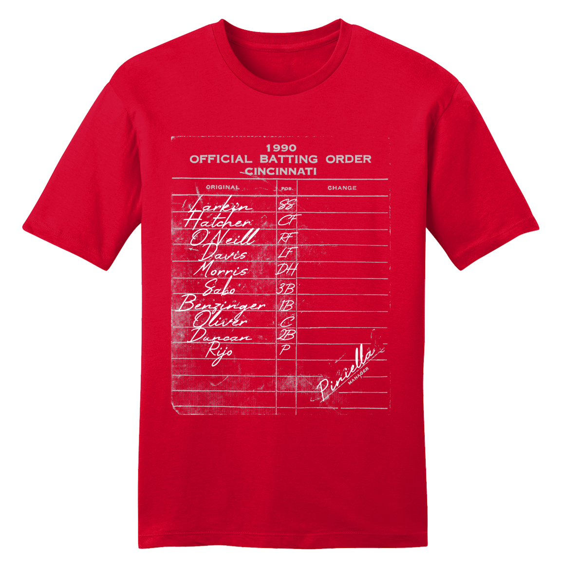 1990 Cincinnati Batting Lineup Tee