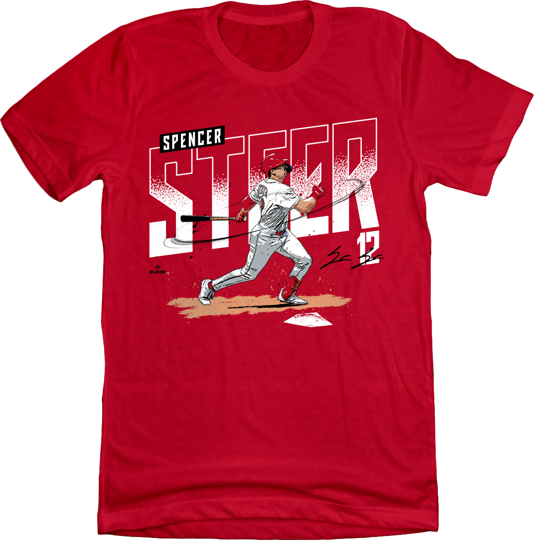Spencer Steer MLBPA T-shirt Red In The Clutch