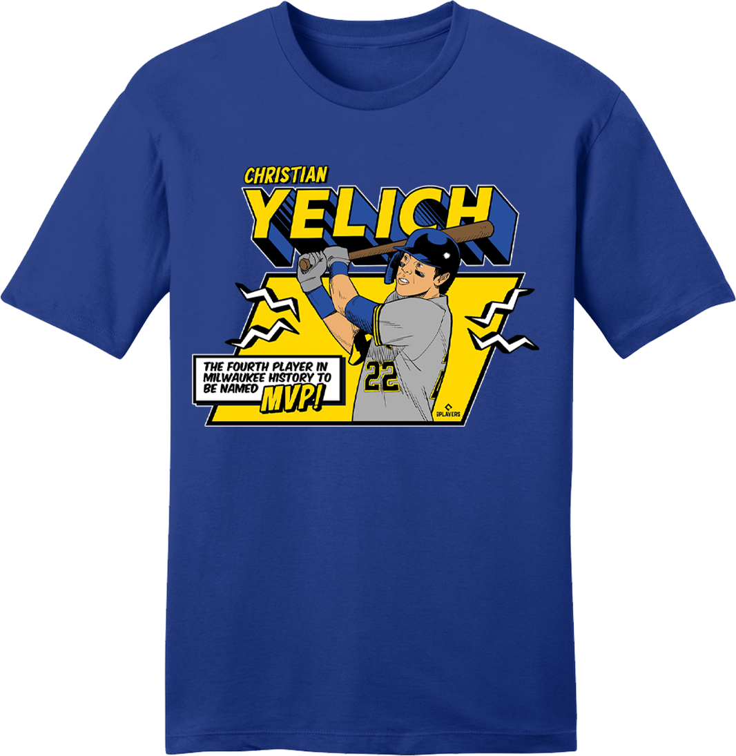Comic Book Christian Yelich MLBPA Tee blue