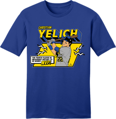 Comic Book Christian Yelich MLBPA Tee blue