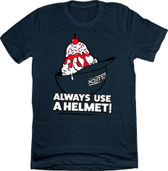 Always Use a Helmet ice cream heather navy T-shirt In The Clutch