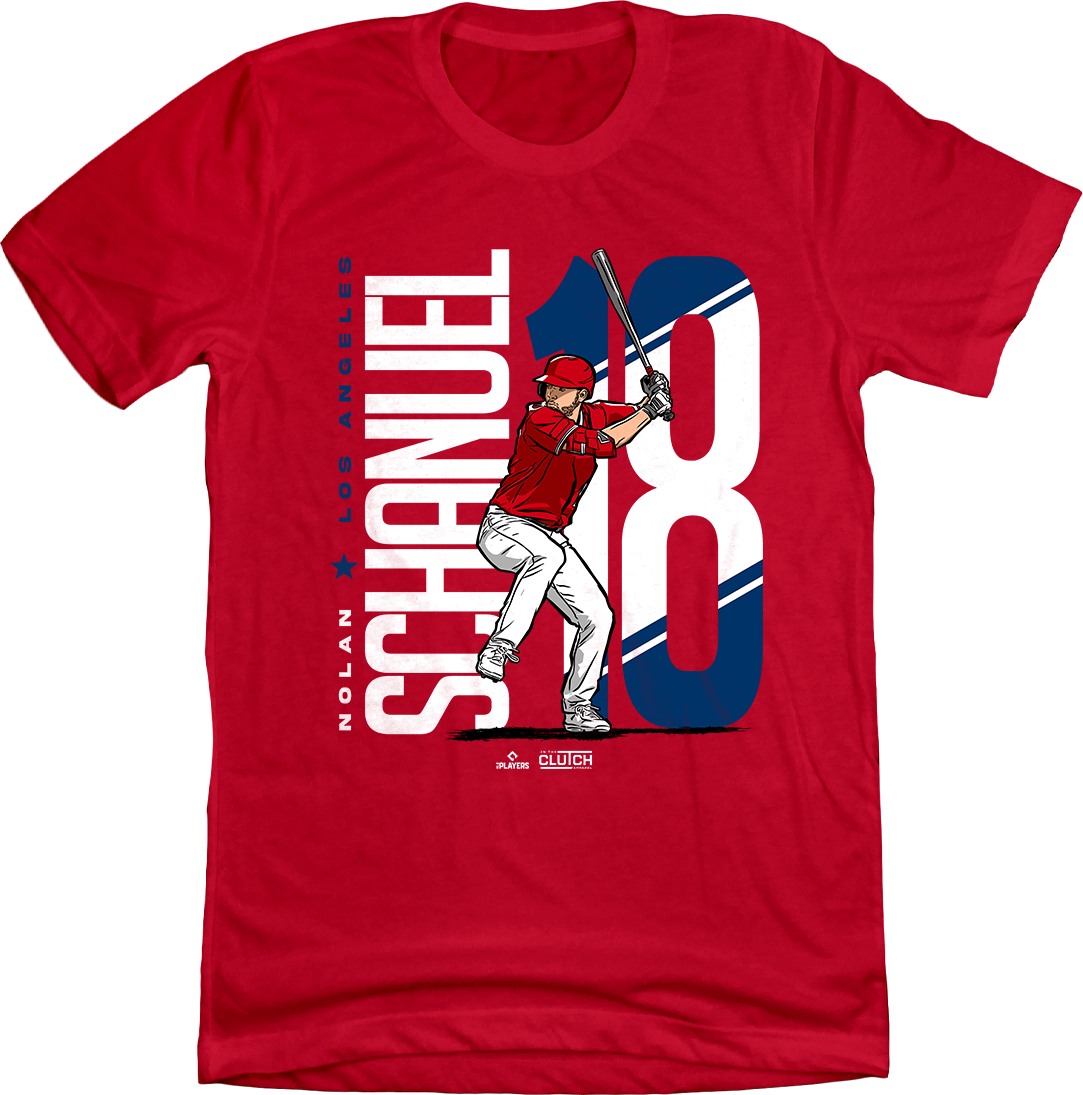 Nolan Schanuel Name and Number MLBPA Tee Red In The Clutch