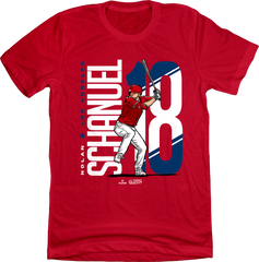 Nolan Schanuel Name and Number MLBPA Tee Red In The Clutch