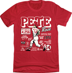 Pete Rose Career Stats Red Tee