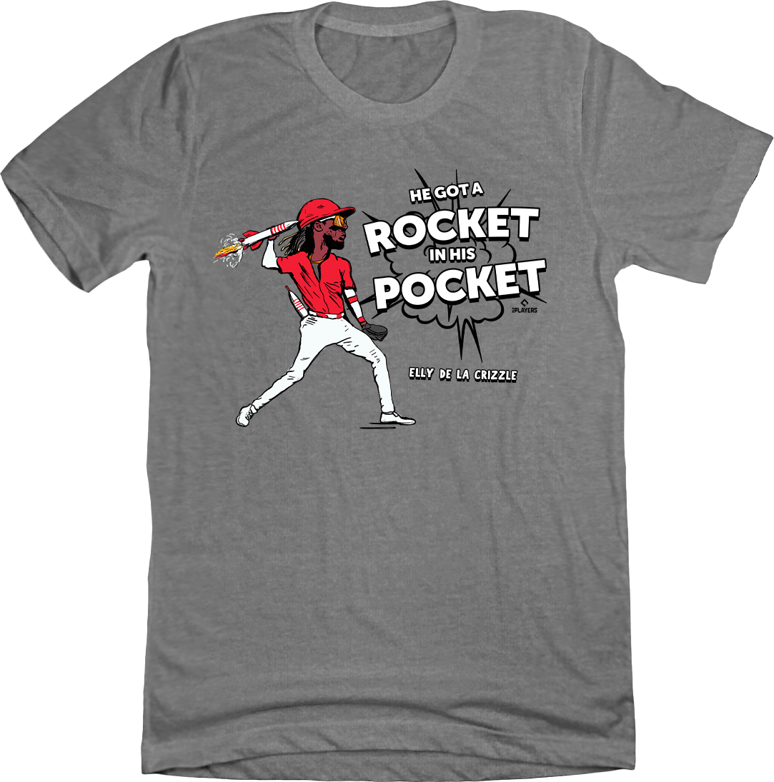 "He's Got A Rocket In His Pocket" Grey Tee