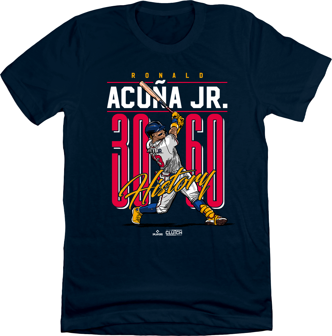 Ronald Acuña Jr. History MLBPA Tee Navy In The Clutch