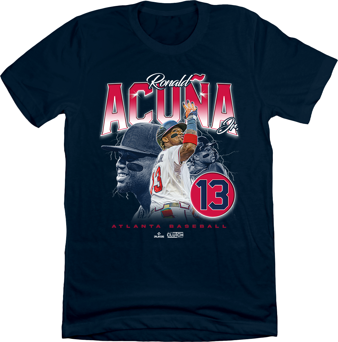 Ronald Acuña Jr. Retro 90s Navy Blue T-shirt In The Clutch
