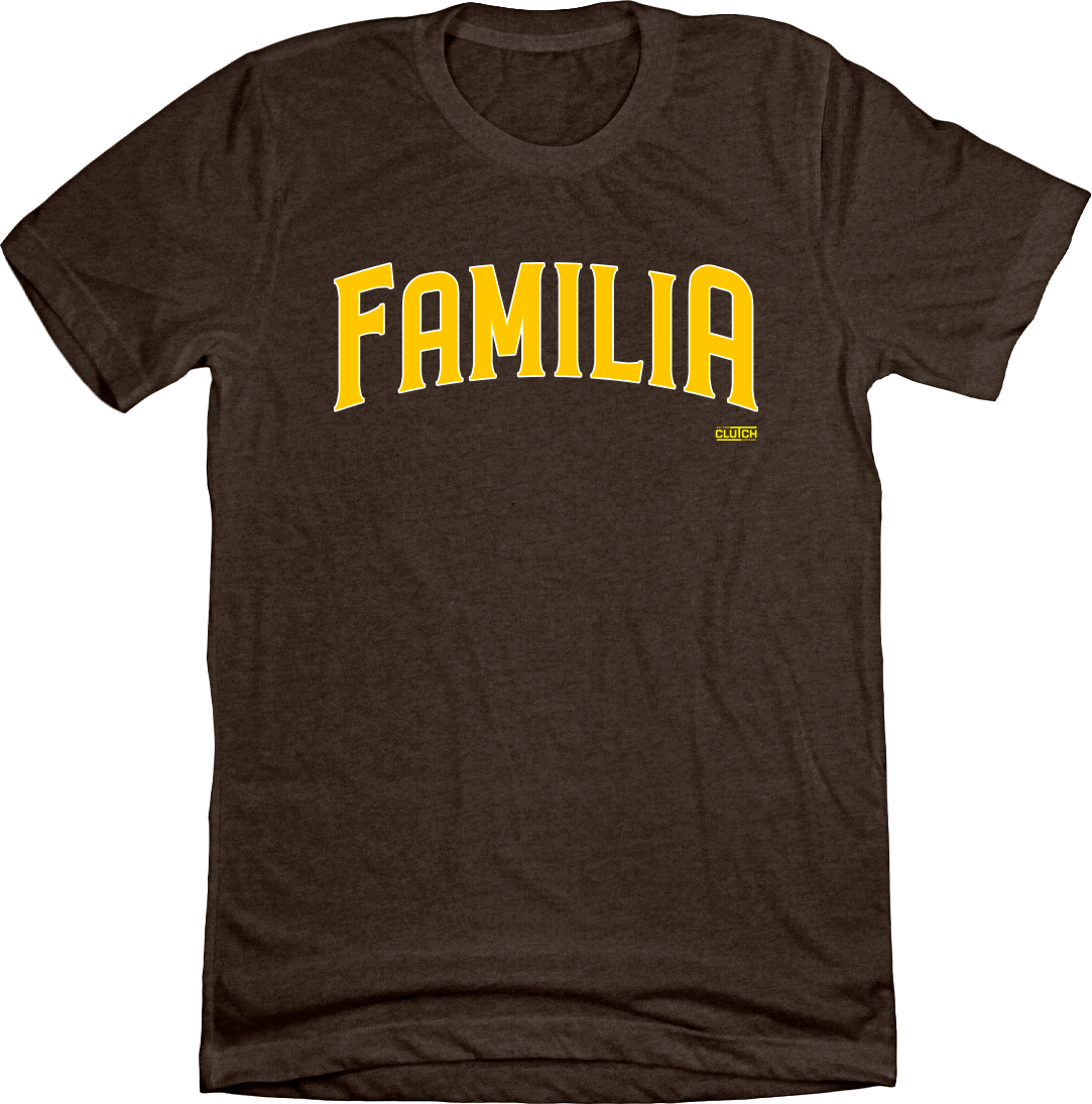 Familia San Diego Brown and Gold T-shirt In The Clutch