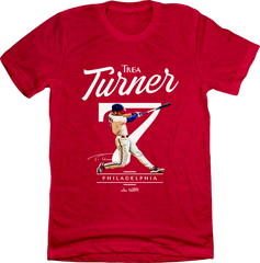 Trea Turner Swinging MLBPA Tee Red T-shirt In The Clutch