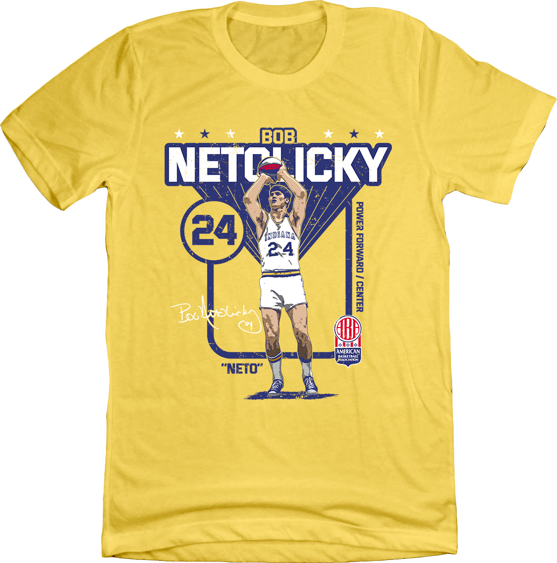 Bob Netolicky Action ABA Player T-shirt Yellow In The Clutch