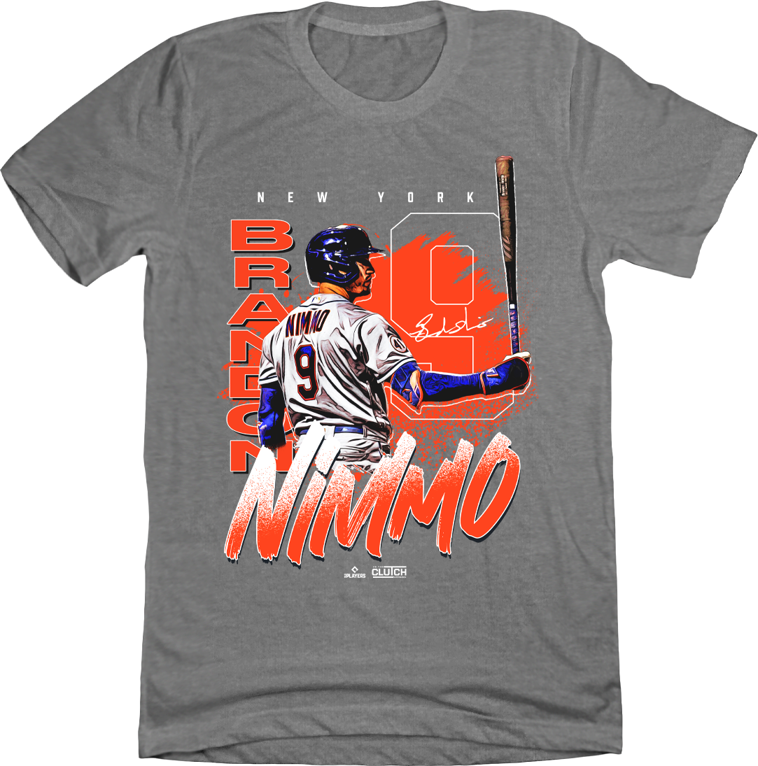 Brandon Nimmo Men's Cotton T-Shirt - Heather Gray - New York | 500 Level Major League Baseball Players Association (MLBPA)