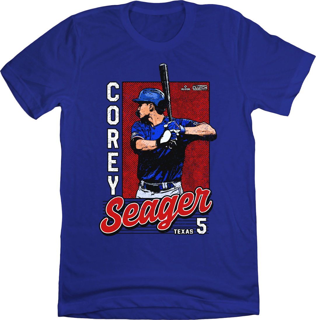 Corey Seager Card MLPBA tee, Texas Baseball Apparel