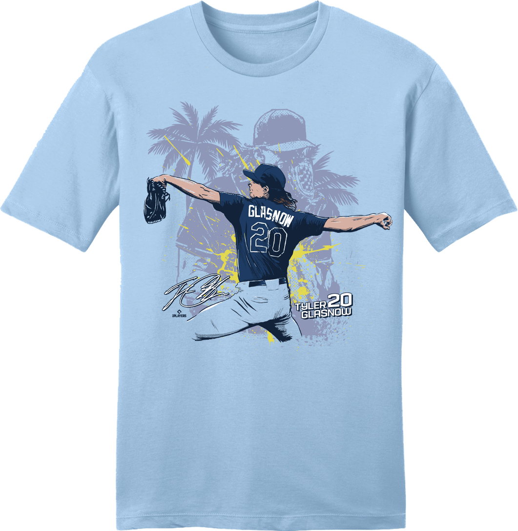 Official Tyler Glasnow MLBPA Tee, Tampa Baseball Apparel