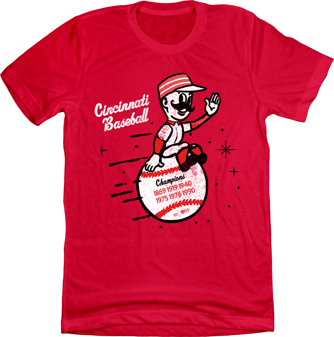 Cincinnati Baseball - Vintage Mascot Champions Red T-shirt In The Clutch